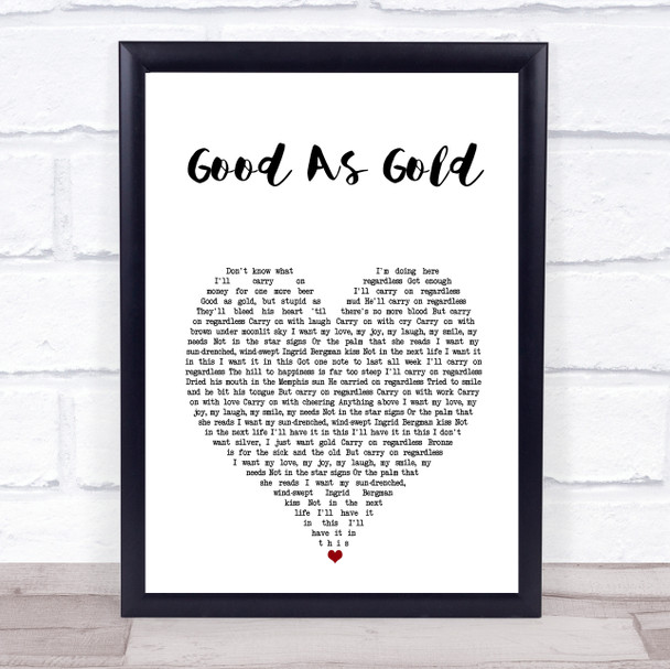 The Beautiful South Good As Gold (Stupid As Mud) White Heart Song Lyric Print