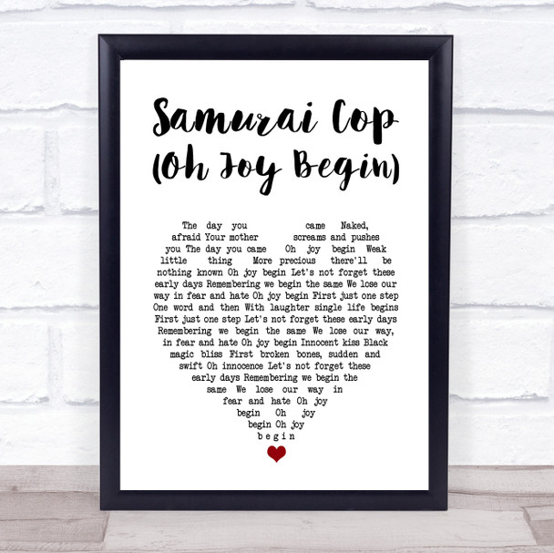 Dave Matthews Band Samurai Cop (Oh Joy Begin) White Heart Song Lyric Print