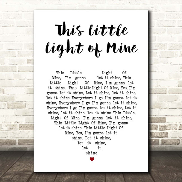 Cedarmont Kids This Little Light of Mine White Heart Song Lyric Print