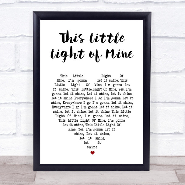 Cedarmont Kids This Little Light of Mine White Heart Song Lyric Print