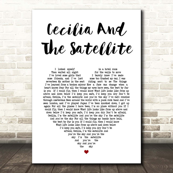 Andrew McMahon In The Wilderness Cecilia And The Satellite White Heart Song Lyric Print