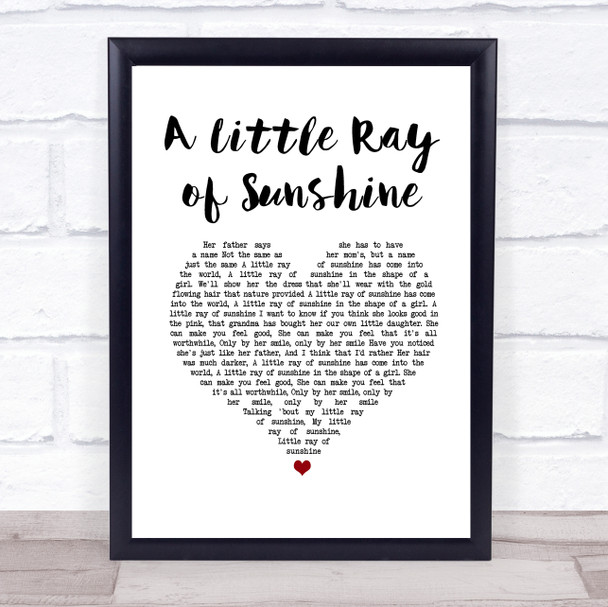 Axiom A Little Ray of Sunshine White Heart Song Lyric Print