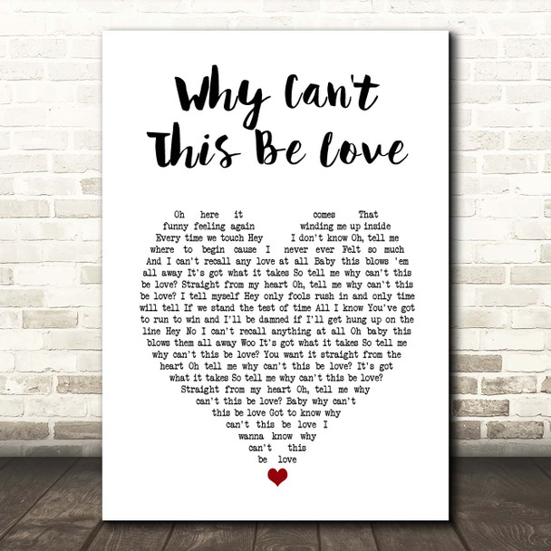 Van Halen Why Can't This Be Love White Heart Song Lyric Print