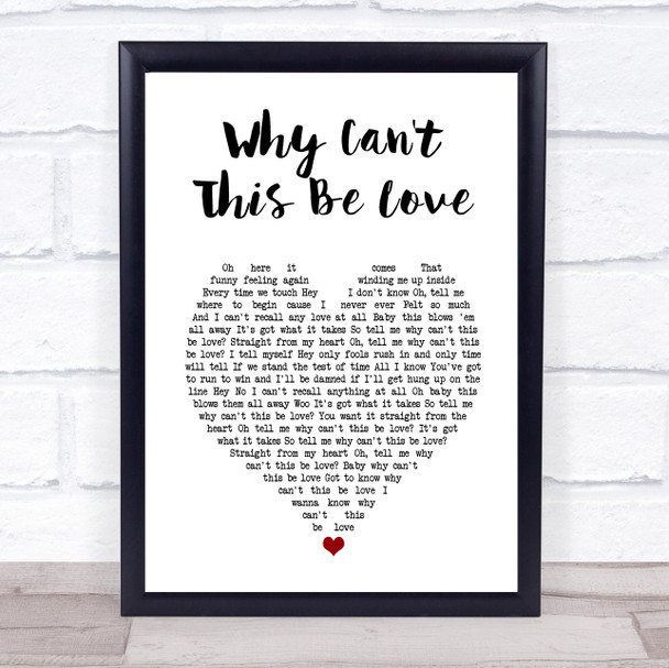 Van Halen Why Can't This Be Love White Heart Song Lyric Print