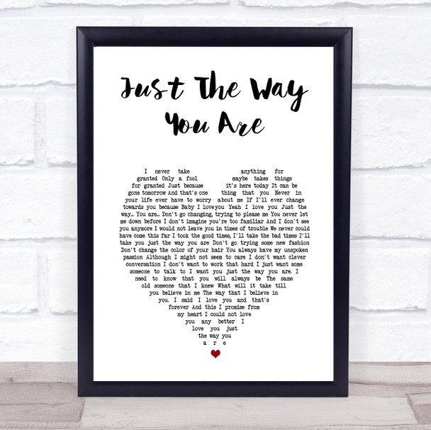 Barry White Just The Way You Are White Heart Song Lyric Print