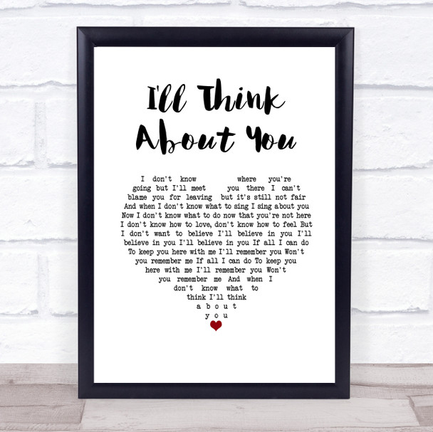 We Are Messengers I'll Think About You White Heart Song Lyric Print