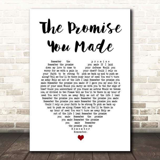 Cock Robin The Promise You Made White Heart Song Lyric Print