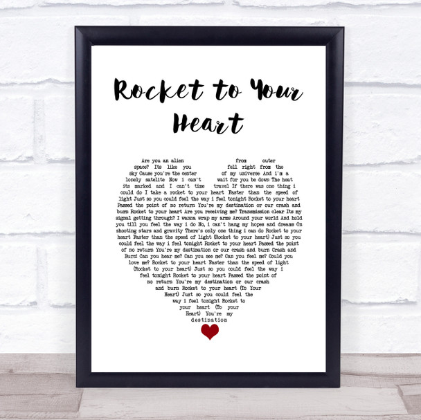 Danger Danger Rocket to Your Heart White Heart Song Lyric Print