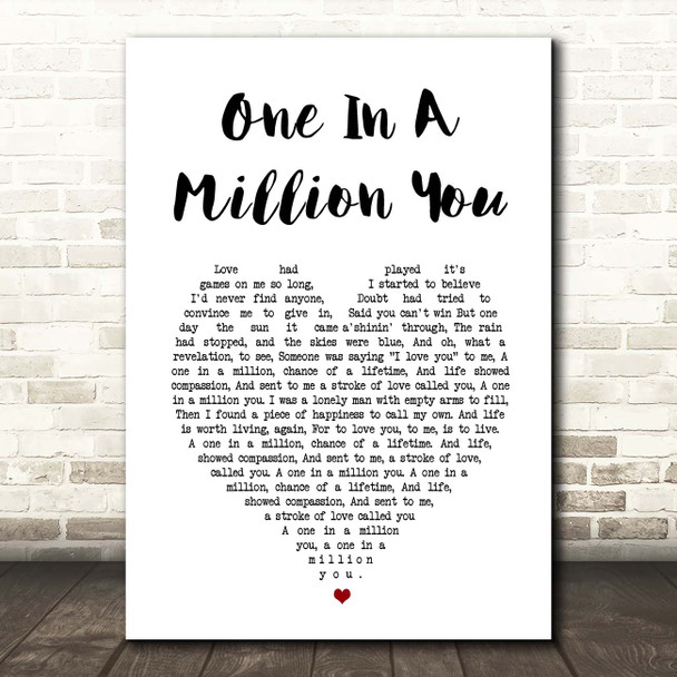 Lou Rawls One In A Million You White Heart Song Lyric Print