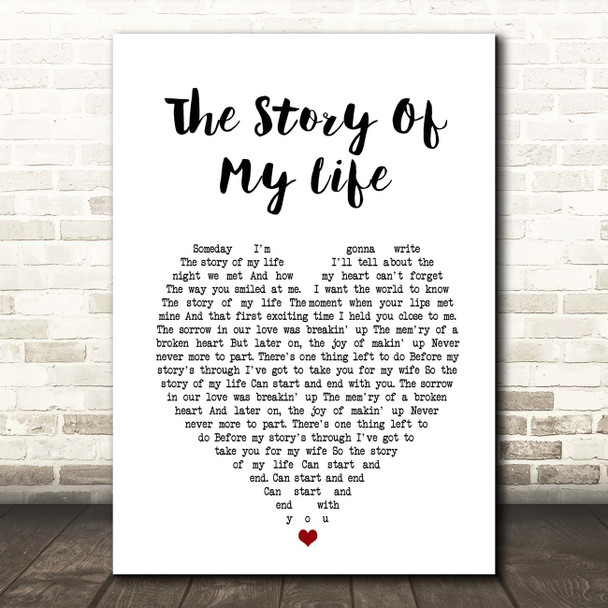 Michael Holliday The Story Of My Life White Heart Song Lyric Print