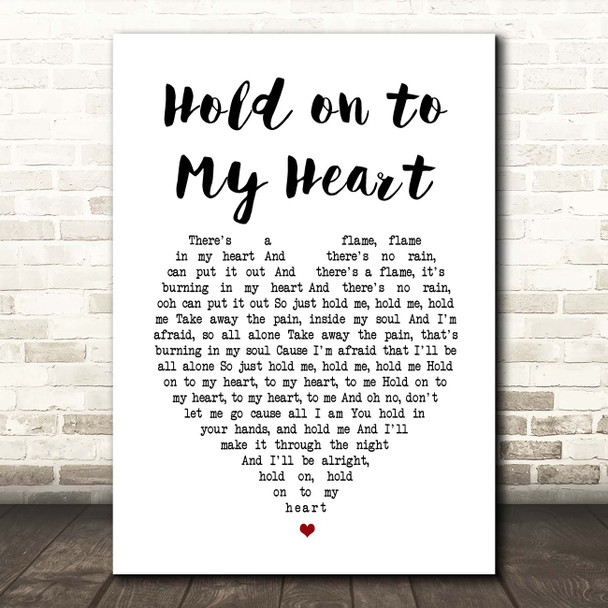 W.A.S.P. Hold on to My Heart White Heart Song Lyric Print