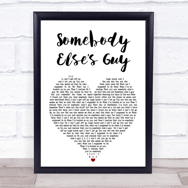 Jaycelyn Brown Somebody Elses Guy White Heart Song Lyric Print