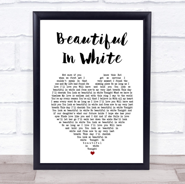 Shane Filan Beautiful In White White Heart Song Lyric Print