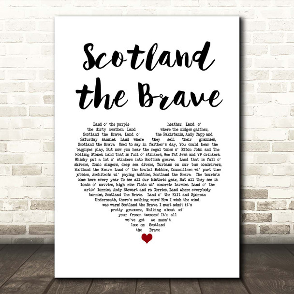 The Corries Scotland the Brave White Heart Song Lyric Print