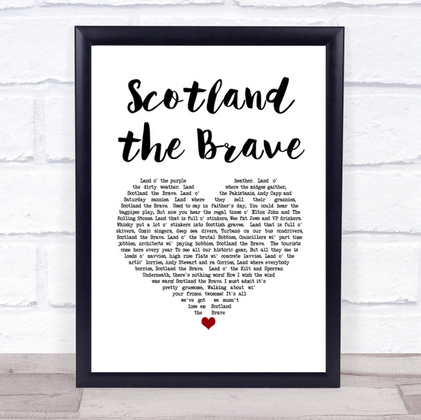 The Corries Scotland the Brave White Heart Song Lyric Print