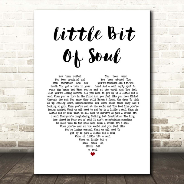 Bon Jovi Little Bit Of Soul White Heart Song Lyric Print
