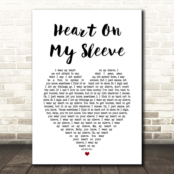 Gallagher & Lyle Heart On My Sleeve White Heart Song Lyric Print