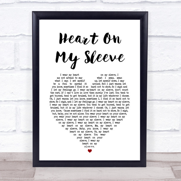 Gallagher & Lyle Heart On My Sleeve White Heart Song Lyric Print