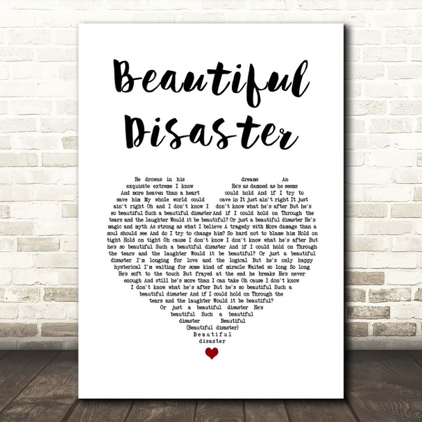 Kelly Clarkson Beautiful Disaster White Heart Song Lyric Print