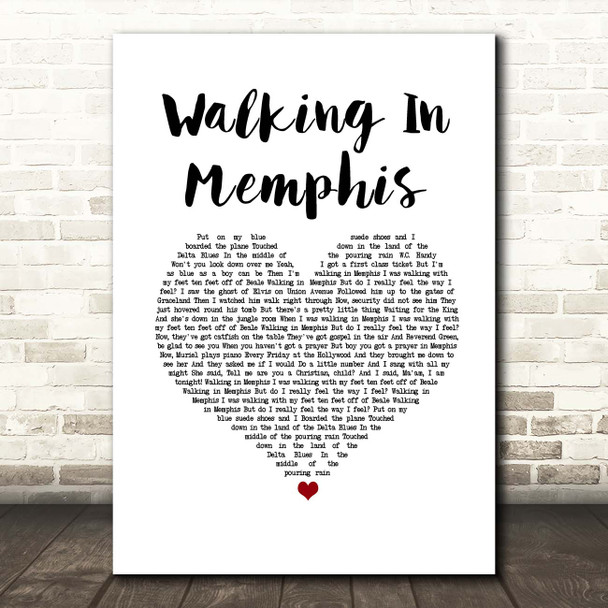 Marc Cohn Walking In Memphis White Heart Song Lyric Print