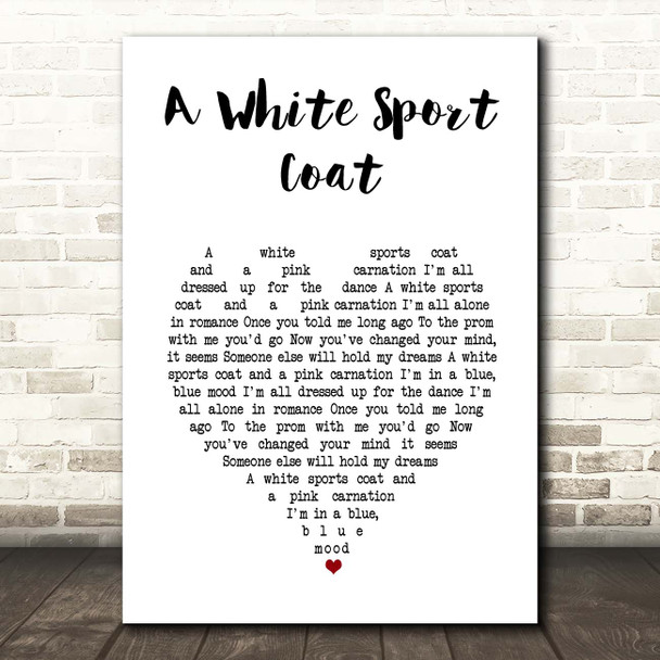 Marty Robbins A White Sport Coat White Heart Song Lyric Print