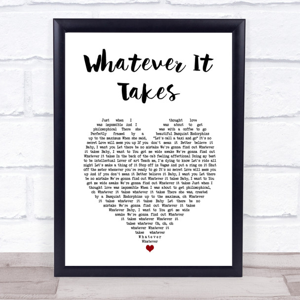 Milow Whatever It Takes White Heart Song Lyric Print