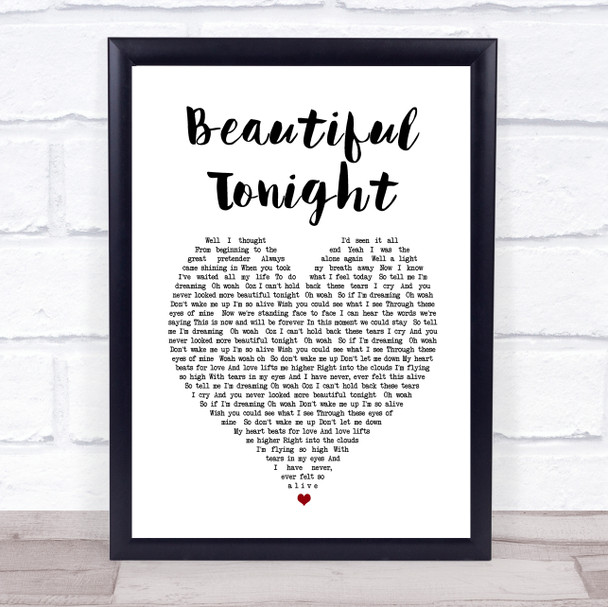 Westlife Beautiful Tonight White Heart Song Lyric Print