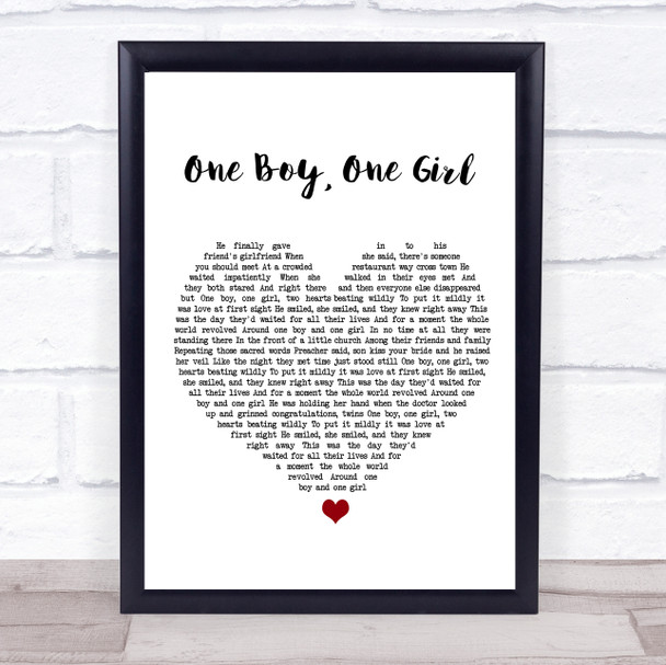 Collin Raye One Boy, One Girl White Heart Song Lyric Print