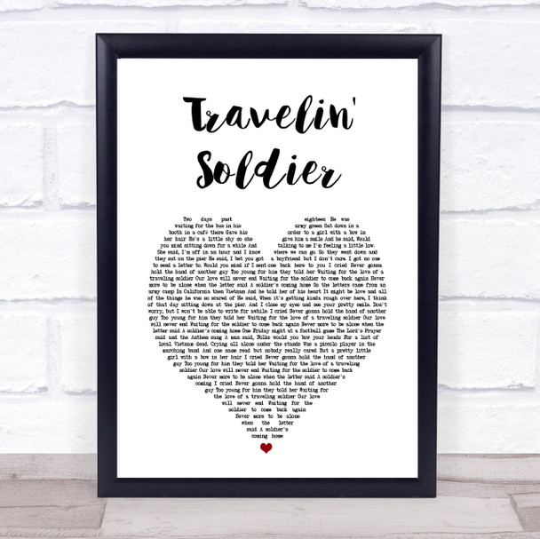 Dixie Chicks Travelin' Soldier White Heart Song Lyric Print