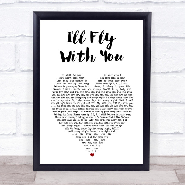 Gigi D'Agostino I'll Fly With You White Heart Song Lyric Print