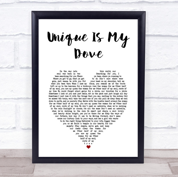 Matisyahu Unique Is My Dove White Heart Song Lyric Print