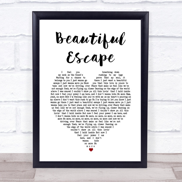 Tom Misch Beautiful Escape White Heart Song Lyric Print