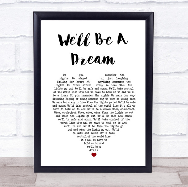 We The Kings We'll Be a Dream White Heart Song Lyric Print