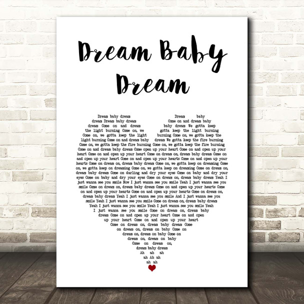 Bruce Springsteen Dream Baby Dream White Heart Song Lyric Print