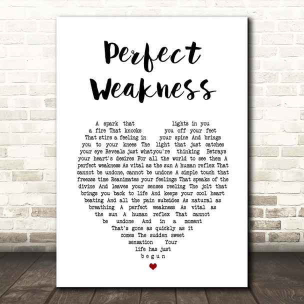 DIVISIONS Perfect Weakness White Heart Song Lyric Print