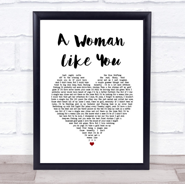 Lee Brice A Woman Like You White Heart Song Lyric Print