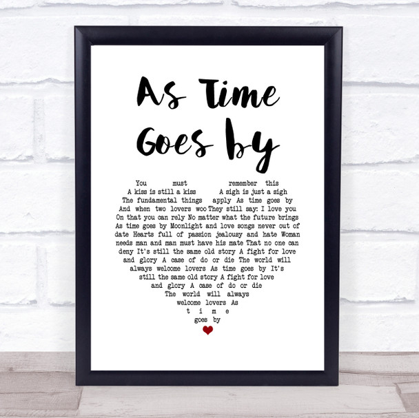 Teddy Wilson As Time Goes by White Heart Song Lyric Print