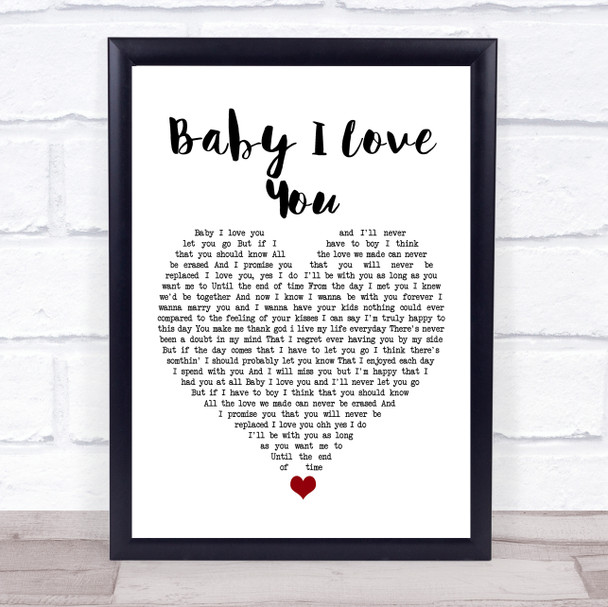 1st Lady Baby I Love You White Heart Song Lyric Print