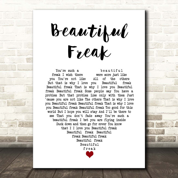 Eels Beautiful Freak White Heart Song Lyric Print