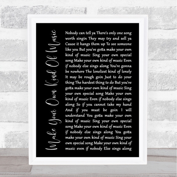 Mama Cass Elliot Make Your Own Kind Of Music Black Script Song Lyric Quote Print