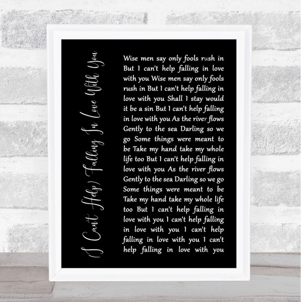 UB40 (I Can't Help) Falling In Love With You Black Script Song Lyric Quote Print