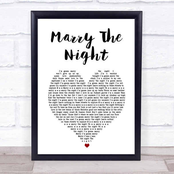 Lady Gaga Marry The Night White Heart Song Lyric Print