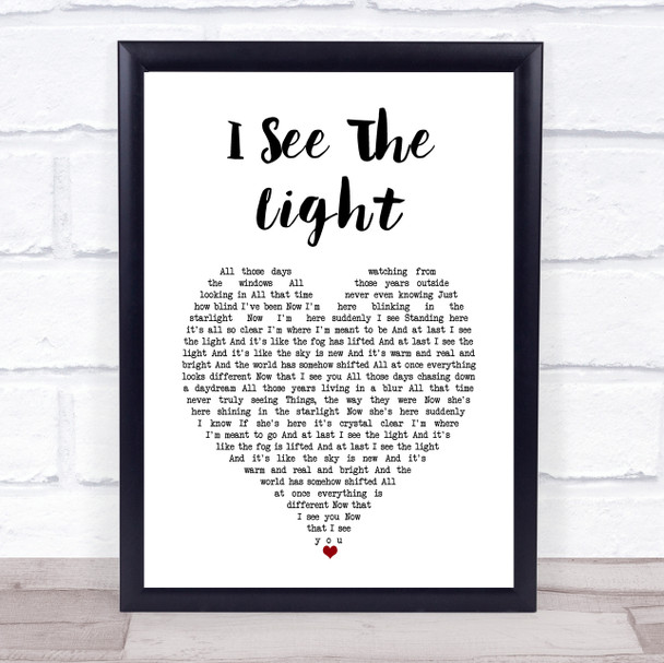 Mandy Moore I See The Light White Heart Song Lyric Print