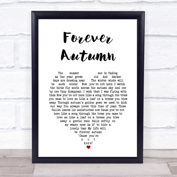 The Moody Blues Forever Autumn White Heart Song Lyric Print