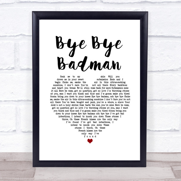 The Stone Roses Bye Bye Badman White Heart Song Lyric Print