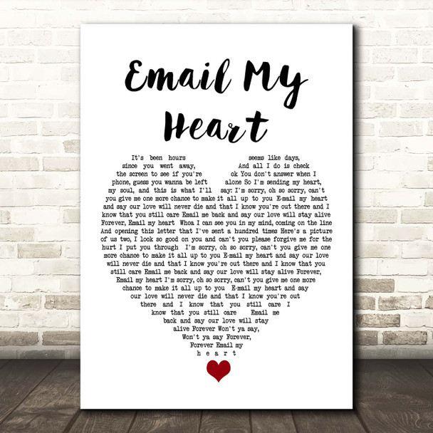 Britney Spears Email My Heart White Heart Song Lyric Print