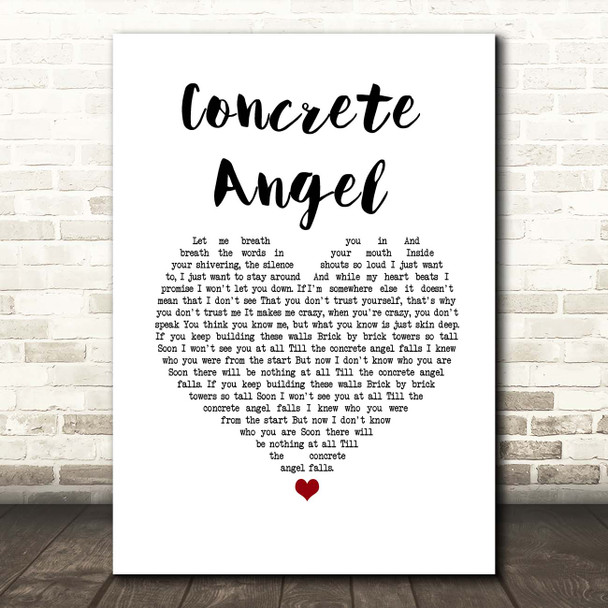 Gareth Emery feat. Christina Novelli Concrete Angel White Heart Song Lyric Print