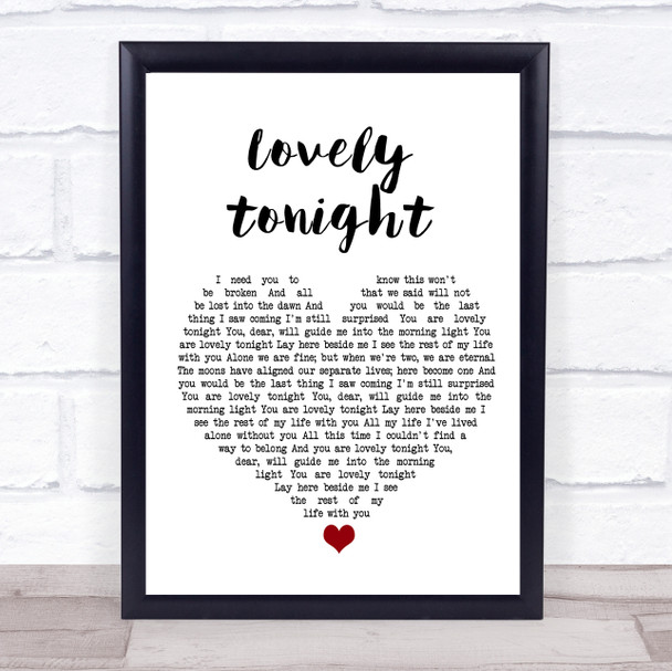 Joshua Radin Lovely tonight White Heart Song Lyric Print