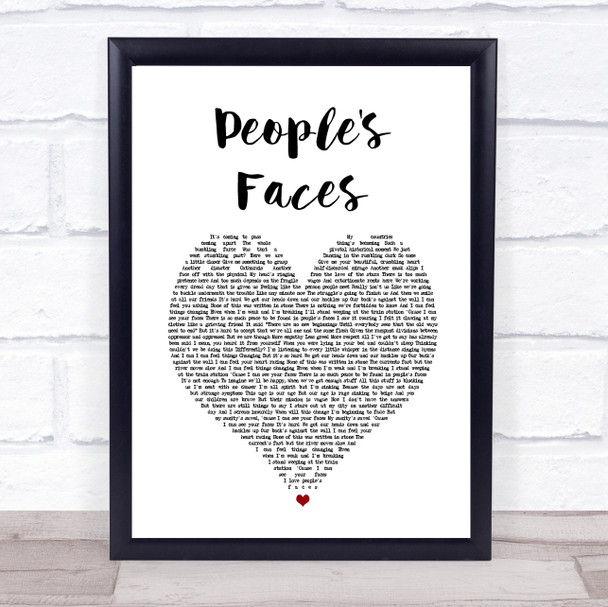 Kate Tempest People's Faces White Heart Song Lyric Print