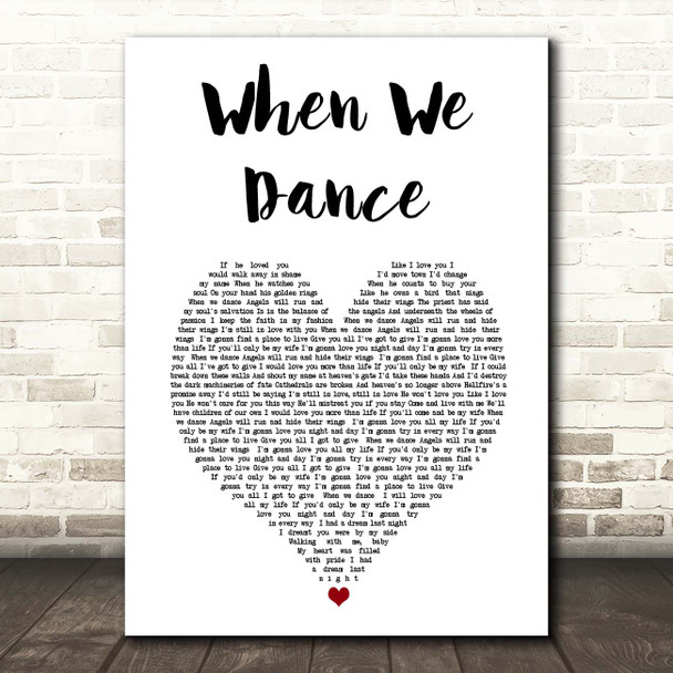 Sting When We Dance White Heart Song Lyric Print